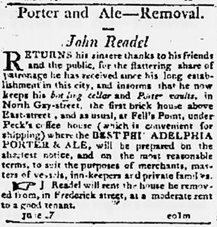 John Readel - Baltimore Porter & Ale Bottler